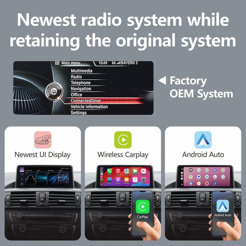 YZKONG Autórádió BMW 1/2/3/4 Sorozathoz (F20-F36, 2013-2016) - 10,25" IPS Érintőképernyő, Vezeték Nélküli CarPlay, Android Auto, NBT Rendsze
