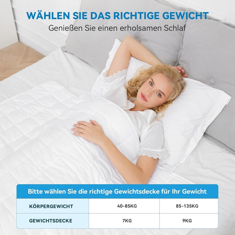 Autsel Súlyozott Takaró 9kg 155x220cm - 100% Pamut Nehéz Takaró Felnőtteknek, Stresszoldó Alvássegítő Relaxációs Paplan Üveggyöngyökkel, Hip