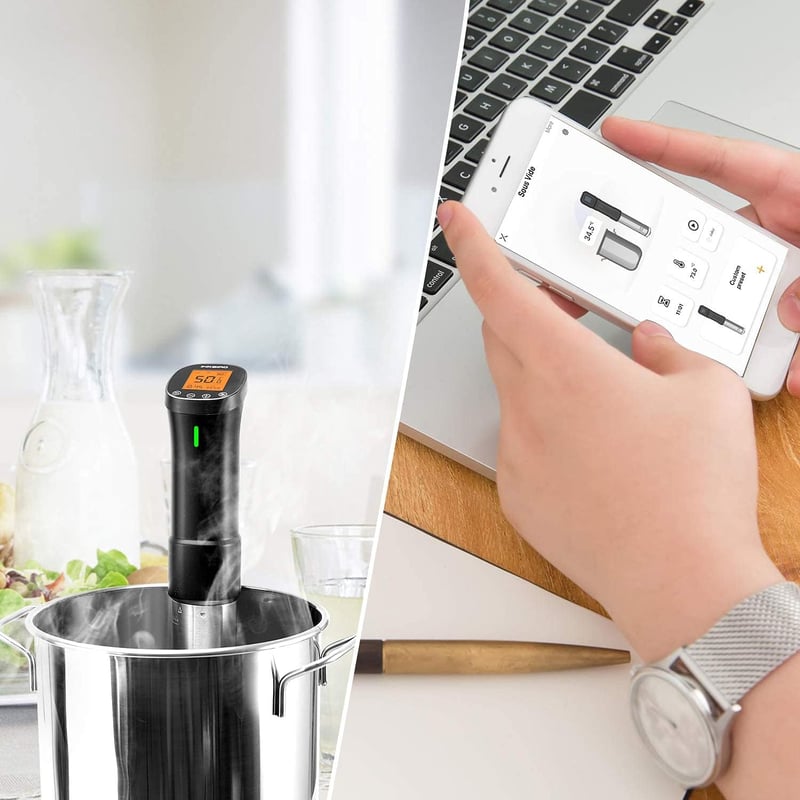 Inkbird WiFi Sous Vide Botmixer 1000W - Rozsdamentes Acél Vízkeringető Főző 12L Kapacitással, Pontos Hőmérséklet Szabályozás, Applikációs Ve