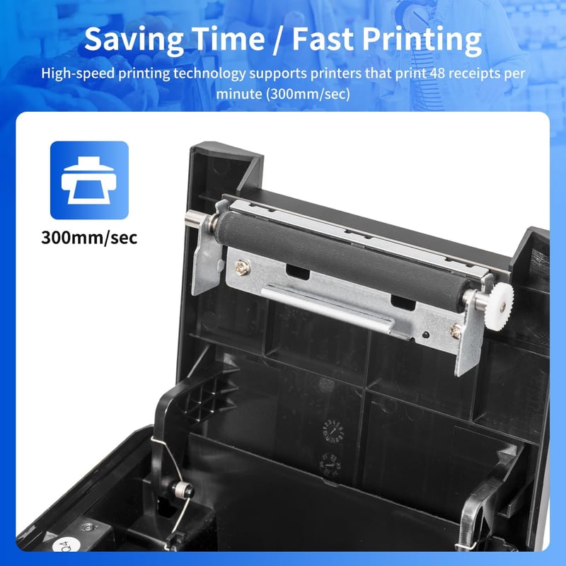 NetumScan 80mm POS Hőpapíros Nyugtanyomtató - 300mm/s Sebességű, Automatikus Vágóval, USB/Ethernet Csatlakozással, Windows/Mac/Linux Kompati
