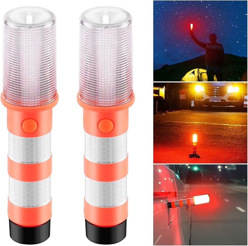ZONJIE LED Vészjelző Lámpa Szett - 2 db Mágneses Piros Fényjelző, 3 Világítási Móddal, Autós Biztonsághoz, Kempinghez, Vízálló