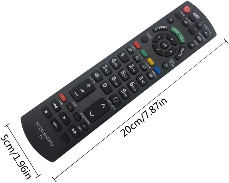 Riry N2QAYB000752 Univerzális Távirányító Panasonic Viera Smart TV-hez - Fekete, Programozás Nélküli, 10m Hatótávolság