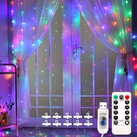 Fulighture 3x3m-es USB LED fényfüggöny, 300 LED, távirányítóval, vízálló, színes, 8 üzemmód 1