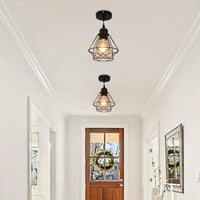 Comely Vintage Függőlámpa - Fekete Ketrec Mennyezeti Lámpa E27 Foglalattal - Retro Ipari Lámpaernyő Nappaliba, Konyhába, Hálószobába, Étkező 6