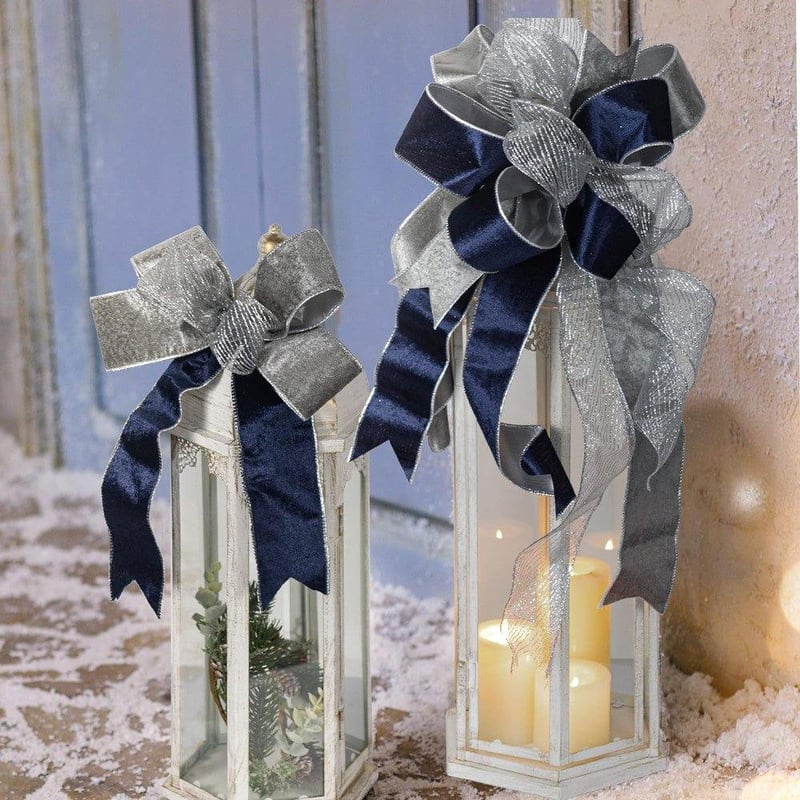 KI Store kétoldalas csillámos bársony szalagkészlet - 3 db kék, ezüst, átlátszó