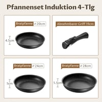 Fadware Indukciós Serpenyő Készlet - 20, 24, 28 cm Tapadásmentes Serpenyők Levehető Fogantyúval - Minden Tűzhelyhez, Kempinghez, Sütőhöz 2