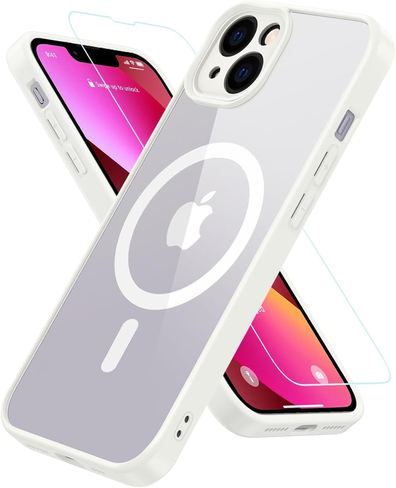 iPhone 13 MagSafe-kompatibilis ütésálló tok kameravédővel, fehér