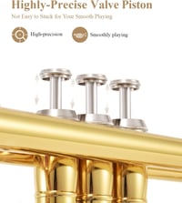 Eastar ETR-380 B-hangolású Trombita Kezdőknek - Réz Hangszer Kemény Tokkal, Tisztító Készlettel, 7C Fúvókával és Kesztyűvel, Arany Színben

 4