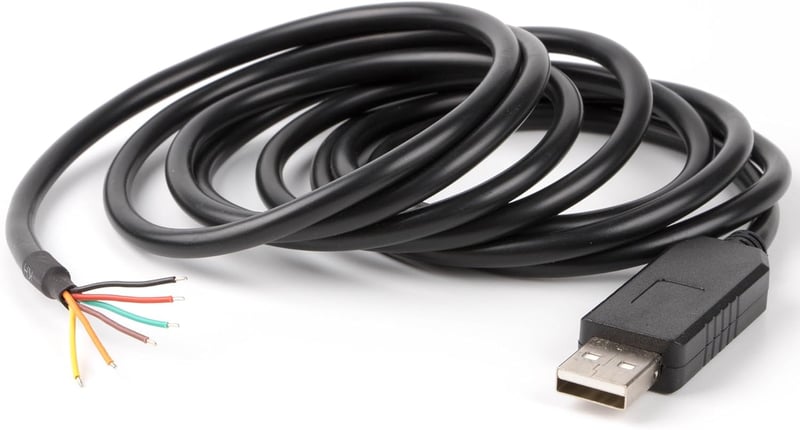 usangreen USB-TTL Soros Átalakító Kábel 5V - 1,8m Színkódolt Vezetékvégekkel - FT232R Chip - Windows/Mac/Linux Kompatibilis - TTL-232R-5V-WE