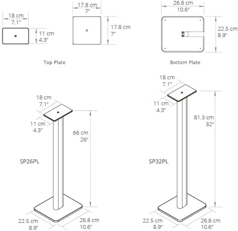 Kanto SP26PL Fekete Hangfal Állvány - 26" Könyvespolc Hangfalakhoz, Stabil Fém Konstrukció, 66 cm Magas