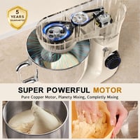zurio Konyhai Robotgép 1300W - 5,5L Dagasztógép 10 Sebességgel, Csendes Kelesztő Funkcióval, Bolygómozgású Keverővel, Krémszínű 3
