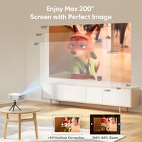 AKATUO Mini Projektor Bluetooth 5.1 - Hordozható Full HD 1080P LCD Házimozi Projektor 200" Képernyővel, Telefonhoz, TV-hez, 10000 Lumen 5
