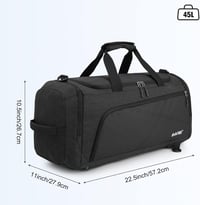 G4Free 45L/60L Utazó Hátizsák - Nagy Méretű Sporttáska Nedves és Cipőtartó Rekesszel Utazáshoz, Úszáshoz, Jógához, Túrázáshoz és Kempingezés - Dark Grey/Black 5