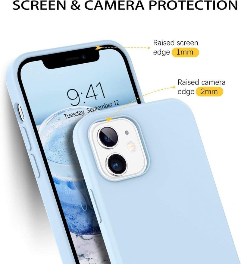 Apple iPhone 12 Világoskék Szilikon Védőtok Mikroszálas Béléssel