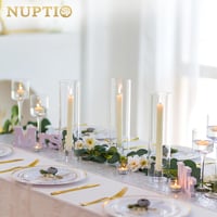 NUPTIO Üveg Gyertyatartó Szett - 10 db Kúpos Gyertyatartó Esküvőre, Karácsonyi Asztaldekorációhoz, Beltéri és Kültéri Használatra, 6,8 cm Át 4
