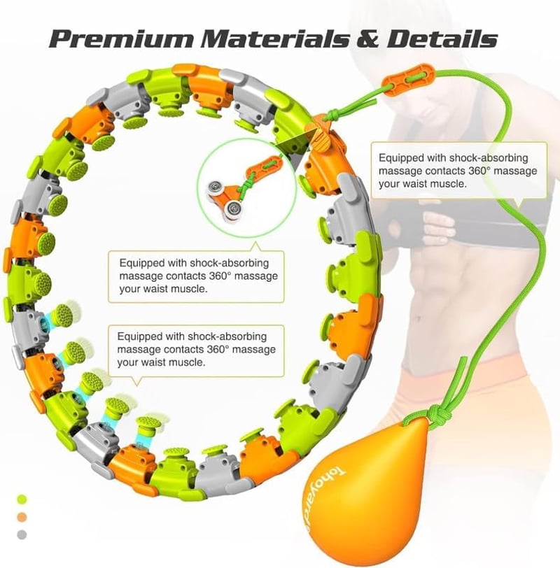 Bubbacare Smart Hoop Állítható Fitness Karika 27 Levehető Elemmel - Otthoni Edzés, Zsírégetés, Masszázs Funkcióval, 130 cm-ig