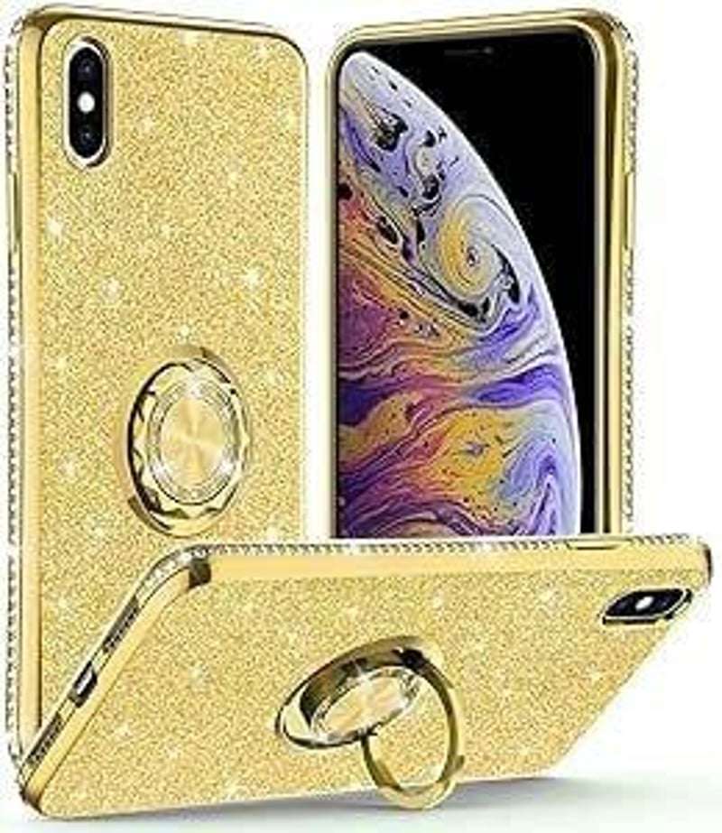 Apple iPhone XS Max Arany Glitteres Gyűrűs Védőtok Csillogó Ütésálló