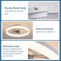 MOSSCO Mennyezeti Ventilátor LED Világítással - Távirányítós, Szabályozható Fényerő, 3 Színhőmérséklet, 6 Fokozat, Modern, Csendes, Fehér, 5 3