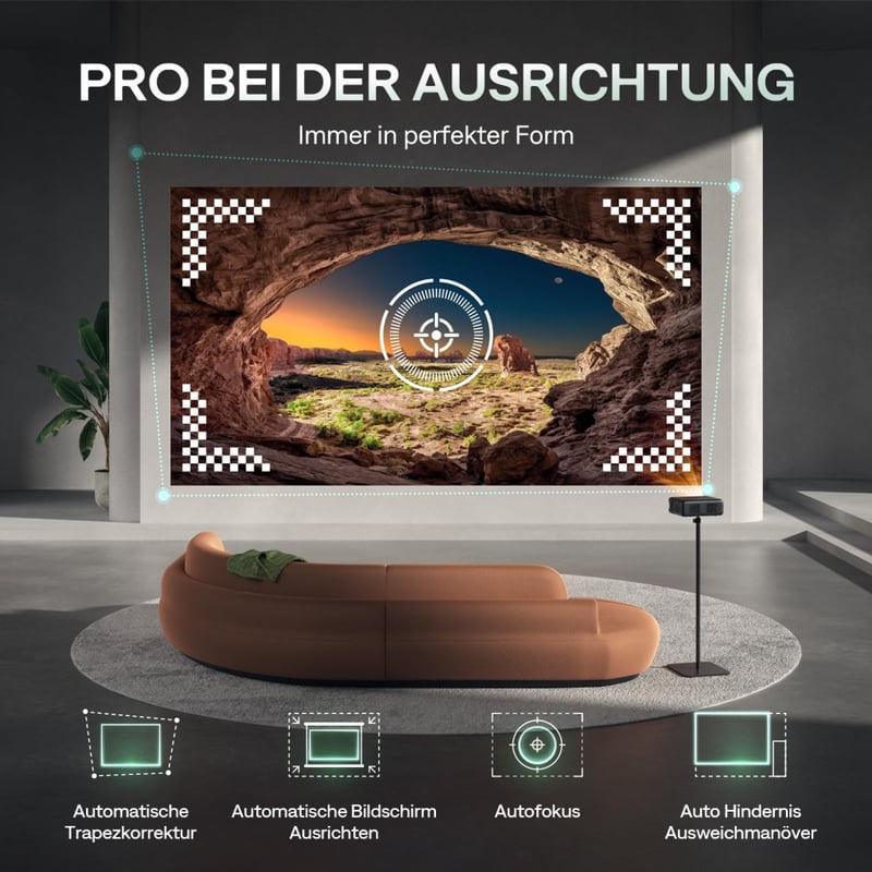 Aurzen D1 Pro Okos Projektor Full HD 1080P, 4K Támogatással, Dolby Audio, Automata Fókusz, 2x10W Hangszóró, WiFi, Bluetooth 5.2, Netflix Kom