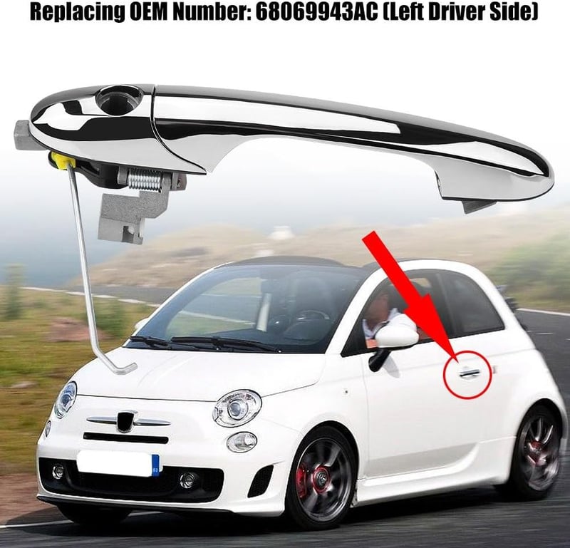 FIAT 500 króm külső ajtókilincs, bal oldali, 2012-2018 modellekhez