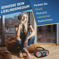 KLIM B3 Hordozható CD Lejátszó - Bluetooth, FM Rádió, MP3, USB, RGB LED - Újratölthető Boombox Digitális EQ-val - Kompakt Sztereó Hangzás 4