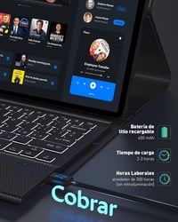 Doohoeek Bluetooth Billentyűzet Tok Samsung Galaxy Tab S8+ 12.4''/S7 FE 2021/S7+ 2020 Tablethez, 7 Színű Háttérvilágítással, Fekete - S8 Plus 4