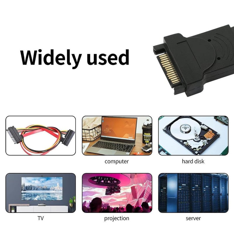QIANRENON 15 tűs SATA tápkábel hosszabbító HDD, SSD és DVD-hez - 2 db