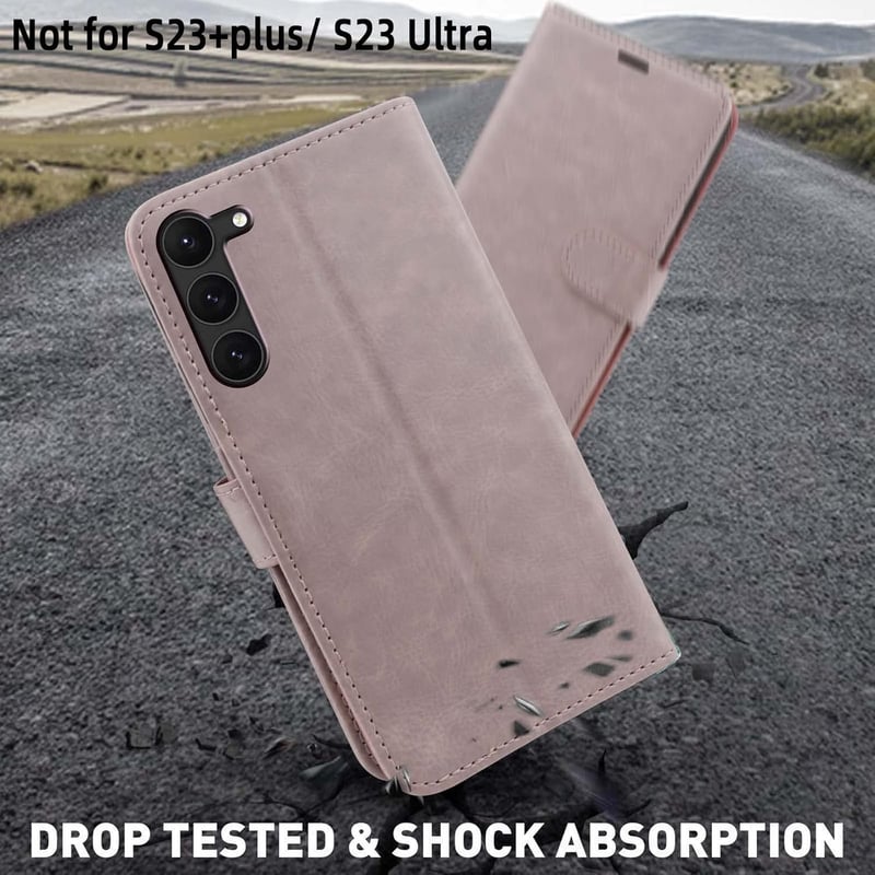 MONASAY Samsung Galaxy S23 5G Bőr Flip Tok - Rózsaszín, Kártyatartóval, Állvánnyal, Mágneses Záródással, Ütésálló Védőtok, Képernyővédő Fóli