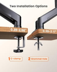 ErGear Dupla Monitortartó 17-32 Colos Képernyőkhöz, Gázrugós Karos Állvány, 2x10kg Teherbírás, VESA 75/100, Asztali Rögzítés, Fekete 7