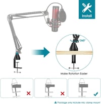 YOUSHARES Fém Asztali Rögzítő Mikrofonkarhoz és Lámpához, Állítható Csavarral 3