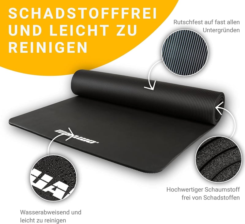 Muawo Prémium Fitness Matrac - Extra Vastag (1,5 cm) és Hosszú (190 cm) Csúszásmentes Edzőszőnyeg Jógához, Tornához, Kültéri-Beltéri Használ
