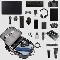 BAGZY Férfi Laptop Hátizsák 17" - Vízálló, Bővíthető 30-40L Utazótáska USB Töltőporttal, Kézipoggyász Méret 45x36x20cm, Fekete 4