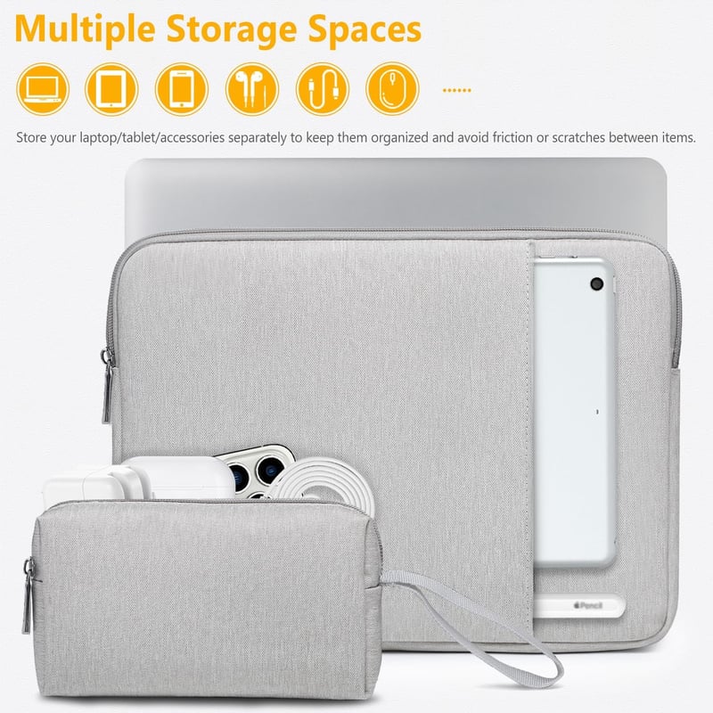 HYZUO 13 Hüvelykes Laptop Táska Szett MacBook Air/Pro, iPad Pro/Air, XPS 13, Surface Pro és 12-13" Tabletek Számára - Világosszürke