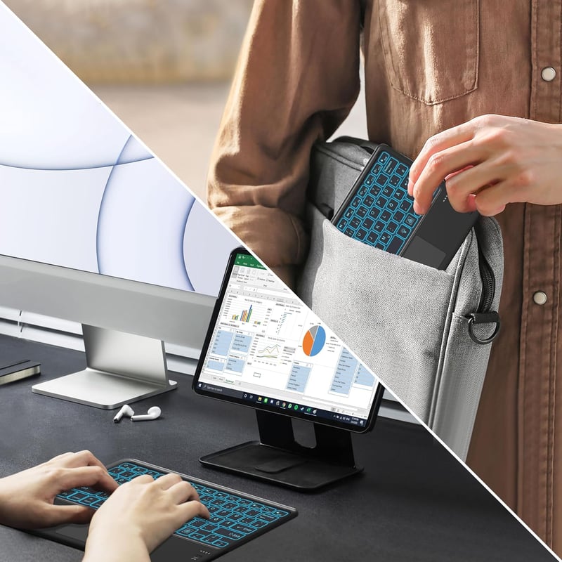 Bluetooth QWERTZ billentyűzet érintőpaddal, 7 színű háttérvilágítással - iOS/Android/Windows kompatibilis