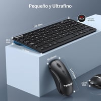TECKNET Vezeték Nélküli Csendes Billentyűzet és Egér Szett -Spanyol- Ultravékony Mini Billentyűzet, 15m Hatótáv, 2.4G, PC/Smart TV Kompatibilis,  4