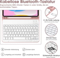 iPad 10. generációs rózsaszín tok levehető német billentyűzettel és ceruzatartóval, 10.9" (2022) 3