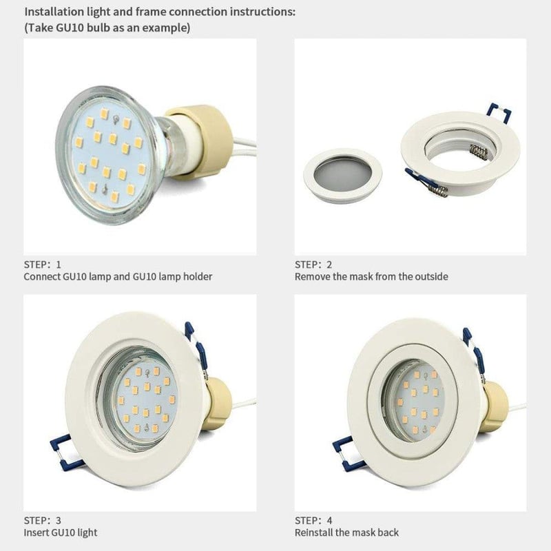 Süllyeszthető GU10 LED spotlámpa keret szett, 3 darabos