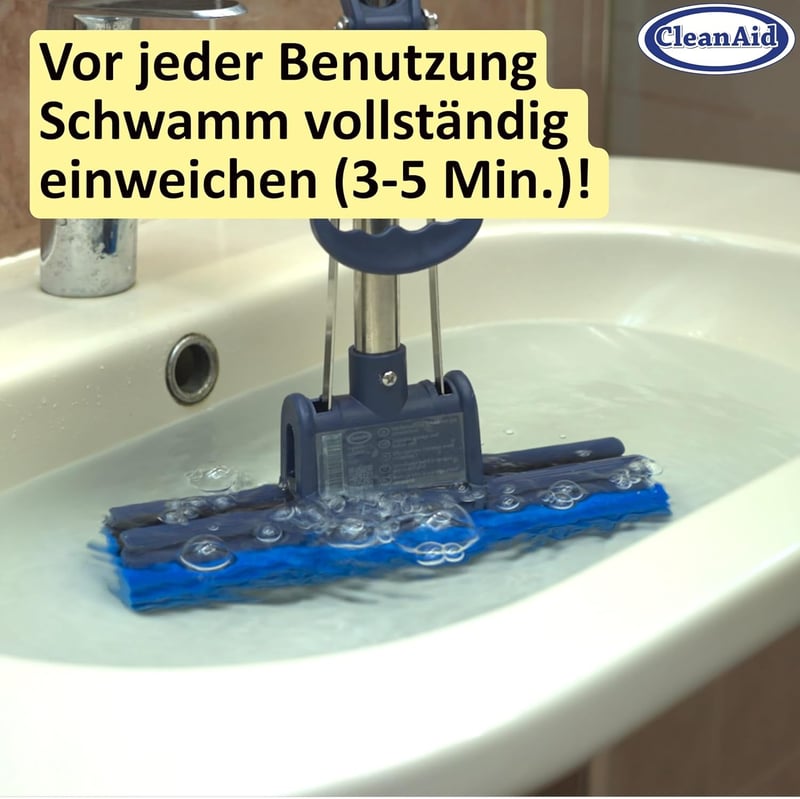 CleanAid OneTouch GO! Felmosó - Rozsdamentes Acél Nyéllel, Extra Nedvszívó PVA Szivaccsal, Csavarófunkcióval, Összecsukható Szegmensekkel Pa