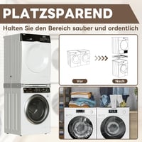 lesolar 24 Colos Univerzális Összekötő Keret Mosógép és Szárító Közé - 61x55 cm Kihúzható Acéllemez Polccal, Rögzítőpánttal 5