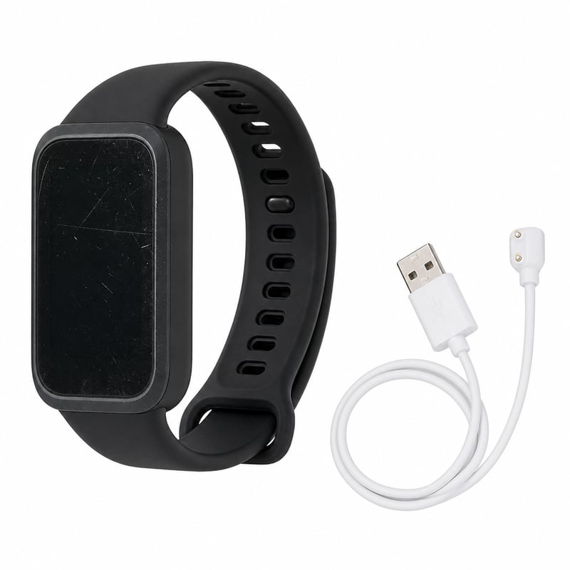 Brățară inteligentă Xiaomi Smart Band 9 Active neagră - defectă — defectă, pentru piese: nu pornește, ecran zgâriat (stare: vezi a doua imagine)