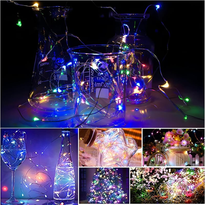 Huayifa LED szalag  6 db - Elemes Mikroégősor 2m 20 LED Multicolor - 3 Világítási Mód - Esküvői, Karácsonyi, Beltéri Dekoráció