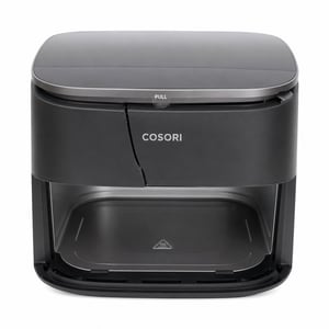 Friteuză cu aer cald Cosori TurboBlaze XXL 6L, 9 în 1, DC — defectă, funcționează parțial: partea frontală este ruptă în două locuri, o bucată din recipient este desprinsă