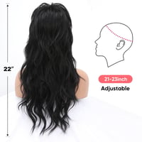 BESTUNG 80-as Évek Mullet Paróka Fekete Nőknek - Egyenes, Hosszú Wolf Cut Stílus, Frufruval, Hőálló Szintetikus Haj, Ragasztó Nélküli 4