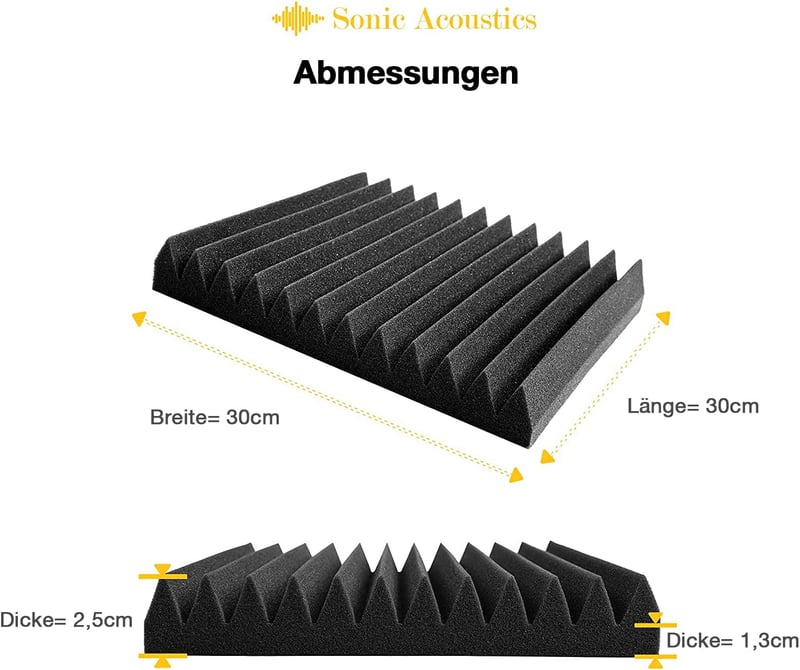 Fstop Labs 12db Akusztikai Habpanel - 2,5x30x30cm 3D Hangszigetelő Stúdiófalburkolat