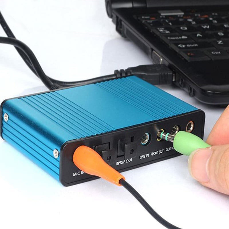 LEAGY 6 csatornás külső USB hangkártya, 5.1 surround, kék