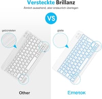 Emetok Bluetooth Billentyűzet iPad/iPhone/Android Készülékekhez - 7 Színű Háttérvilágítás, Újratölthető, Ultravékony, Vezeték Nélküli, Fehér 6