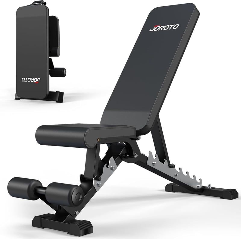 JOROTO MD60 Állítható Edzőpad, Összecsukható Súlyzópad Otthoni Edzéshez, Döntött Pad 1,5 mm Vastagított Acélból, 360 kg Teherbírással