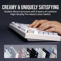 EPOMAKER Galaxy100 Aluminium Mechanikus Gamer Billentyűzet - 96% Méret, 8000 mAh, QMK/VIA, Vezeték Nélküli, Hot-Swap, Retro Dizájn, Wisteria 7