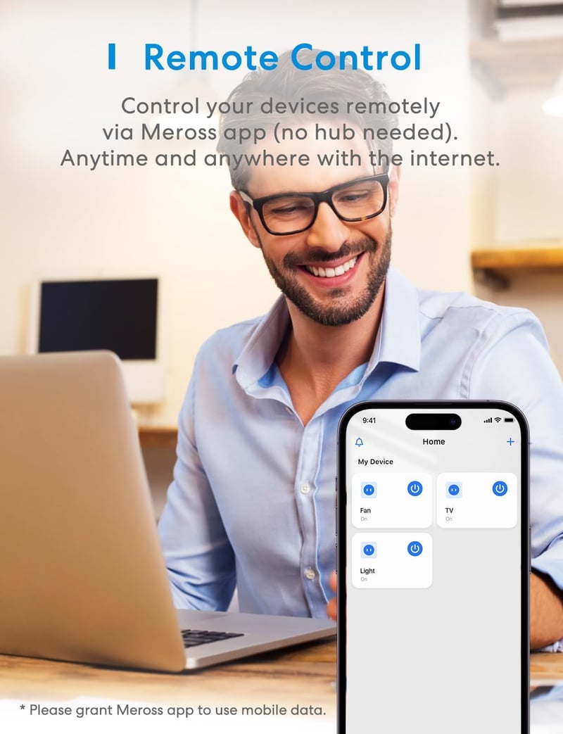 Meross WiFi Okos Konnektor Energiafogyasztás Méréssel - Alexa és Google Home Kompatibilis Időzíthető Távirányítható Aljzat, 16A 3840W, 2db F