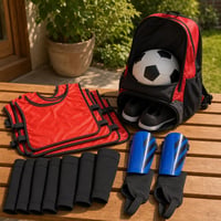 Futbalový set: 6x ponožky + chrániče + 6x dres + batoh 1